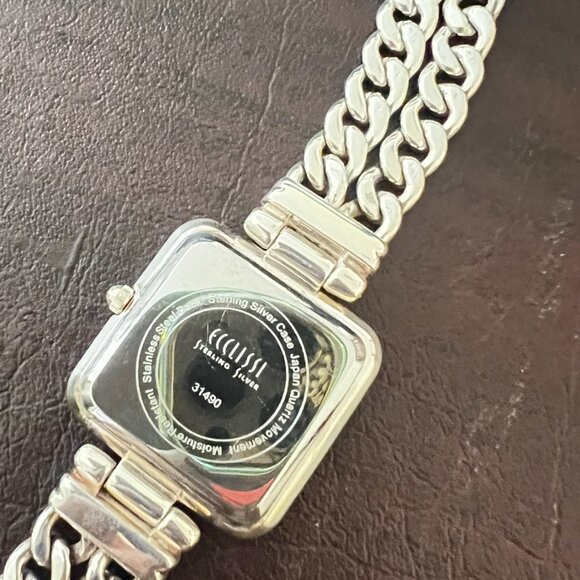 Vintage Ecclissi 925 Sterling Silver Ladies Double Chain Bracelet Watch - RARE!